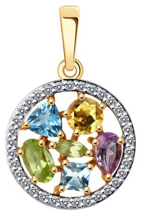 Подвеска Diamant 51-330-02388-2 вес 1.52 г золото, фианит, аметист
