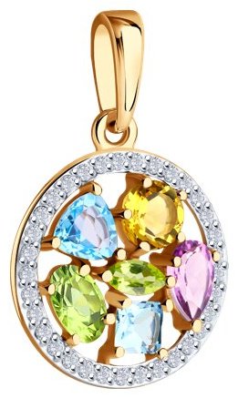 Подвеска Diamant 51-330-02388-2 вес 1.52 г золото, фианит, аметист купить,0