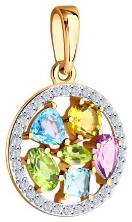Подвеска Diamant 51-330-02388-2 вес 1.52 г золото, фианит, аметист купить,162813