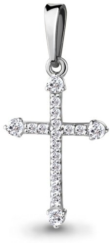 Крестик AQUAMARINE 24570а.5 вес 0.9 г серебро, фианит купить,NaN
