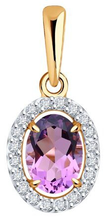 Подвеска Diamant 51-330-02049-4 вес 1.01 г золото, фианит, аметист купить,106079