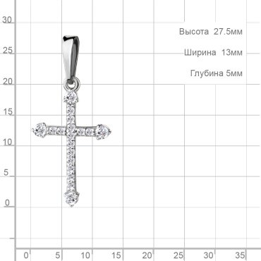 Крестик AQUAMARINE 24570а.5 вес 0.9 г серебро, фианит купить,NaN