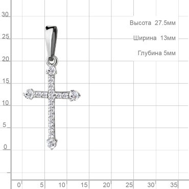Крестик AQUAMARINE 24570а.5 вес 0.9 г серебро, фианит купить,NaN