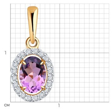Подвеска Diamant 51-330-02049-4 вес 1.01 г золото, фианит, аметист купить,106079
