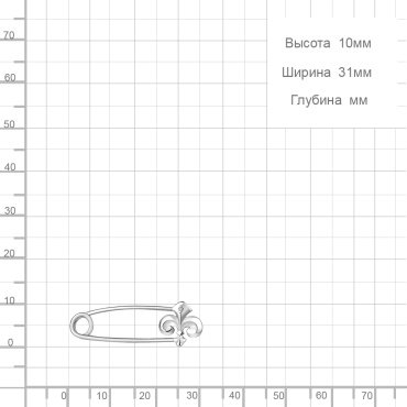 Булавка AQUAMARINE 72641А_s вес 0.77 г серебро, фианит купить,NaN