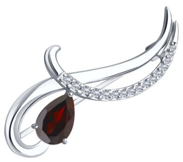 Брошь Diamant 94-340-01053-2 вес 3.04 г серебро, фианит, гранат купить,22572