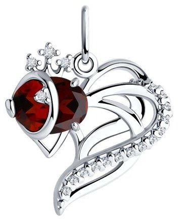 Подвеска SOKOLOV 92030783 вес 2 г серебро, фианит, гранат купить,20954