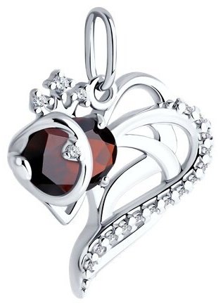 Подвеска SOKOLOV 92030783 вес 2 г серебро, фианит, гранат купить,20954