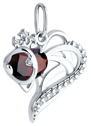 Подвеска SOKOLOV 92030783 вес 2 г серебро, фианит, гранат купить,20954