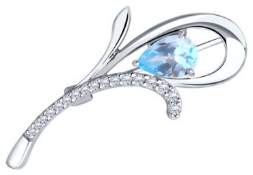 Брошь Diamant 94-340-01049-1 вес 2.88 г серебро, фианит, топаз купить,22059