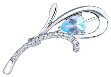 Брошь Diamant 94-340-01049-1 вес 2.88 г серебро, фианит, топаз купить,22059
