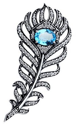 Брошь Diamant 95-340-02045-1 вес 5.16 г серебро, фианит, топаз купить,36270