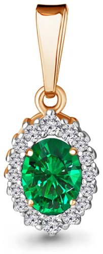 Подвеска AQUAMARINE 24520аг.6 вес 1.02 г серебро, фианит, наноизумруд купить,11774