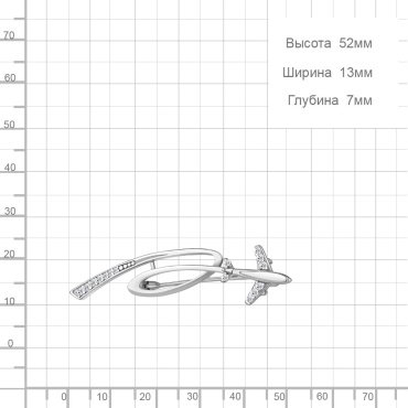 Брошь AQUAMARINE 77403А вес 2.78 г серебро, фианит купить,27563