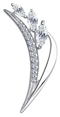 Брошь Diamant 94-140-00669-1 вес 2 г серебро, фианит купить,10082