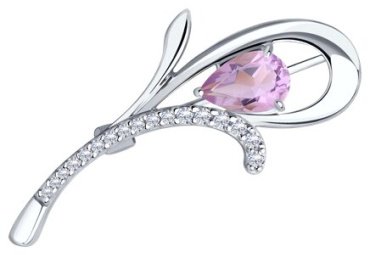 Брошь Diamant 94-340-01049-2 вес 2.85 г серебро, фианит купить,21408