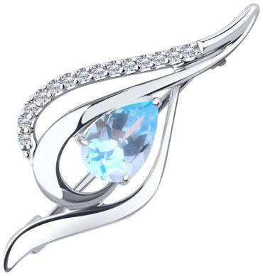 Брошь Diamant 94-340-01045-1 вес 2.5 г серебро, фианит купить,17397