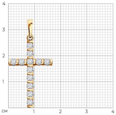 Крестик Diamant 51-230-02513-1 вес 1.72 золото, рубин купить,617840