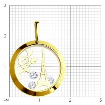 Подвеска SOKOLOV 035322-2_s вес 3.28 г золото, фианит, стекло купить,214139