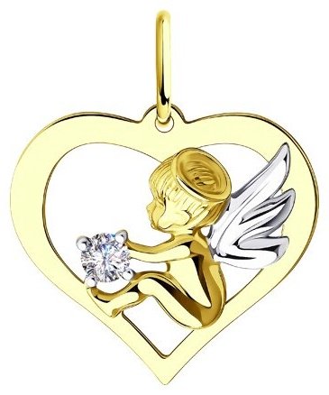 Подвеска Diamant 53-130-00920-1 вес 1.03 г золото, фианит