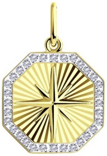 Подвеска Diamant 53-130-01555-1 вес 1.62 г золото, фианит