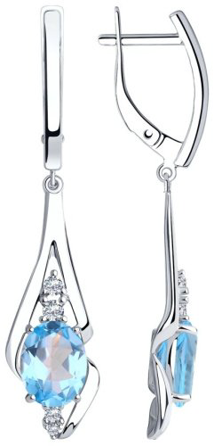 Серьги-цепочки SOKOLOV 92022252 вес 5.02 г серебро, топаз купить,38270