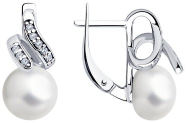 Серьги SOKOLOV 92022641 вес 4.78 г серебро, жемчуг купить,35910