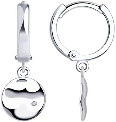 Серьги SOKOLOV 87020090 вес 2.35 г серебро, бриллиант купить,18365