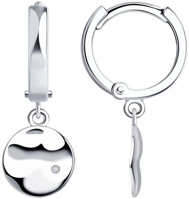 Серьги SOKOLOV 87020090 вес 2.35 г серебро, бриллиант купить,18365