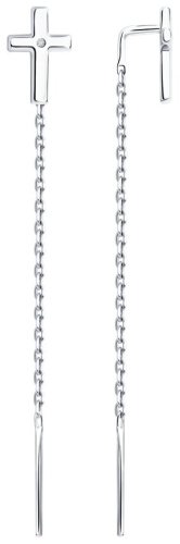 Серьги SOKOLOV 87020097 вес 1.14 г серебро, бриллиант купить,10948
