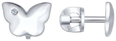 Серьги SOKOLOV 87020001 вес 1.38 г серебро, бриллиант купить,NaN
