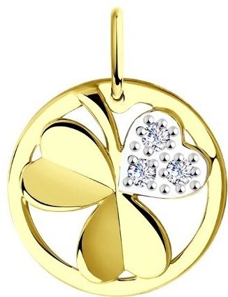 Подвеска Diamant 53-130-00669-1 вес 1.3 г золото, фианит купить,106750