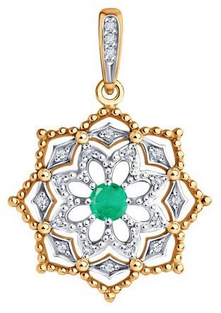 Подвеска Diamant 51-230-02410-1 вес 1.46 г золото, изумруд купить,390255