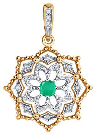 Подвеска Diamant 51-230-02410-1 вес 1.46 г золото, изумруд купить,390255