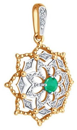Подвеска Diamant 51-230-02410-1 вес 1.46 г золото, изумруд купить,390255