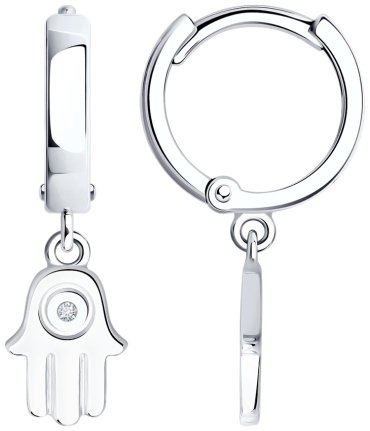 Серьги SOKOLOV 87020103 вес 2.24 г серебро, бриллиант купить,NaN