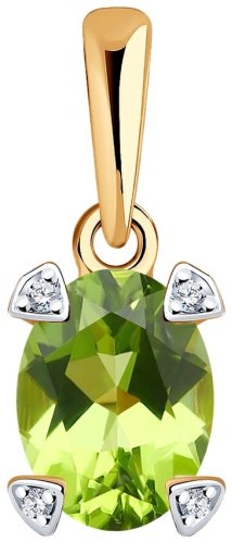 Подвеска Diamant 51-330-01968-3 вес 0.87 золото, хризолит купить,70640
