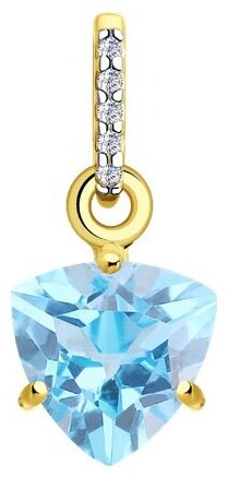 Подвеска Diamant 53-330-00291-1 вес 0.77 г золото, топаз, фианит купить,76099
