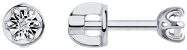 Пусеты SOKOLOV 87020051 вес 1.18 г серебро, бриллиант купить,15389