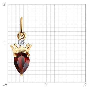Подвеска Diamant 51-330-01205-3 вес 0.67 г золото, фианит, гранат купить,63979