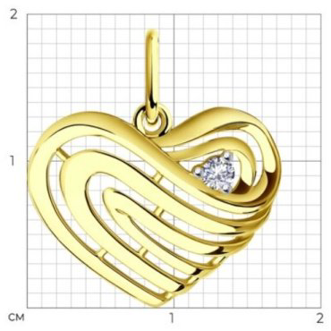 Подвеска Diamant 53-130-01480-1 вес 1.02 г золото, фианит купить,88528