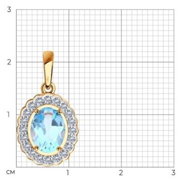 Подвеска SOKOLOV 732378 вес 1.2 г золото, топаз, фианит - ForteMarket Подвеска SOKOLOV 732378 вес 1.2 г золото, топаз, фианит купить,0