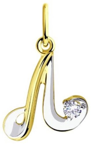 Подвеска Diamant 53-130-00555-1 вес 0.95 г золото, фианит
