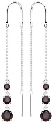 Серьги-цепочки SOKOLOV 92022166 вес 2.1 г серебро, гранат купить,25547