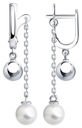Серьги SOKOLOV 94024773 вес 3.05 г серебро, культивированный жемчуг купить,37217