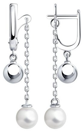 Серьги SOKOLOV 94024773 вес 3.05 г серебро, культивированный жемчуг купить,37217