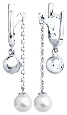 Серьги SOKOLOV 94024773 вес 3.05 г серебро, культивированный жемчуг купить,37217