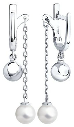 Серьги SOKOLOV 94024773 вес 3.05 г серебро, культивированный жемчуг купить,37217