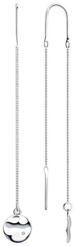 Серьги-цепочки SOKOLOV 87020086 вес 1.9 г серебро, бриллиант купить,NaN