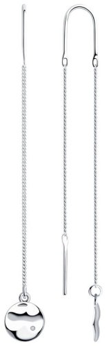 Серьги-цепочки SOKOLOV 87020086 вес 1.9 г серебро, бриллиант купить,NaN